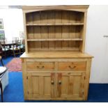 A Victorian pine country cottage dresser with two