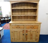 A Victorian pine country cottage dresser with two