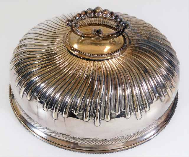 A 19thC. Victorian silver plated cloche 12.25in lo