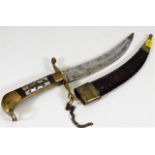 A middle eastern style dagger with inlaid mother o