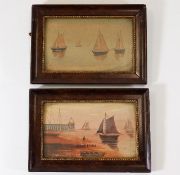 Two miniature framed watercolours of sailboats sig