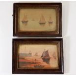 Two miniature framed watercolours of sailboats sig