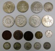 Two £5 crowns, six shillings, 1901, 1936 & 1964 pe
