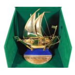 A gold plated sterling silver yacht model 280g