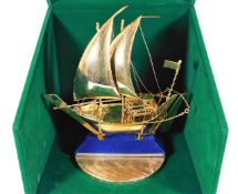 A gold plated sterling silver yacht model 280g