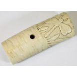 An Oriental carved bone handle, possibly from a ce