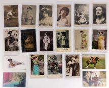 A quantity of various postcards including actresse