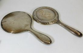 Two silver backed mirrors