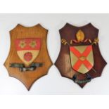 Two vintage wood & metal coats of arms, Hampshire