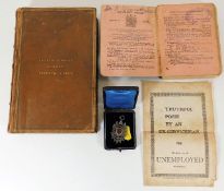 A silver fob, a military exercise book & Hood's Own from Belfield House Christmas 1865 & an employed