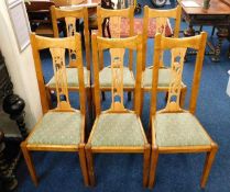Six arts & crafts style elm chairs with satinwood