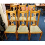 Six arts & crafts style elm chairs with satinwood