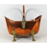 A decorative hammered copper & brass log bucket 18