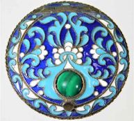 A Faberge style Russian silver gilt enamelled comp