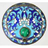 A Faberge style Russian silver gilt enamelled comp