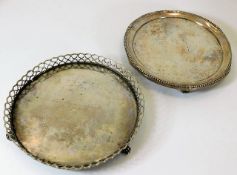 A continental silver salver twinned with a galleri