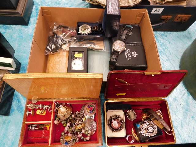 A quantity of costume jewellery & watches including a Wyler & a Swiss Army pocket watch