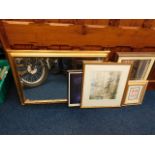 A gilt framed mirror twinned with a quantity of pr