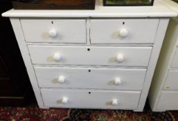 Painted pine Victorian chest of low level drawers