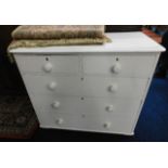 A painted Victorian low level pine chest of drawer