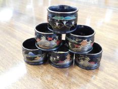A set of six Japanese lacquerware napkin rings