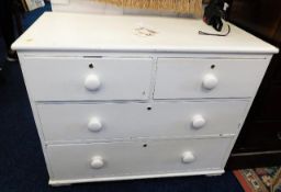 Painted pine Victorian chest of low level drawers