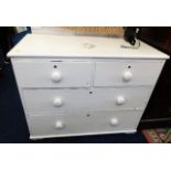 Painted pine Victorian chest of low level drawers