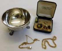 A silver plated sugar bowl & a small selection of