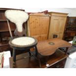 A bed table with inlaid decor twinned with childs