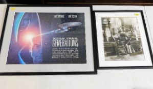 A framed Star Trek promotional poster twinned with