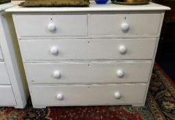 Painted pine Victorian chest of low level drawers