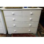 Painted pine Victorian chest of low level drawers