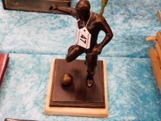 A mounted bronze 1930's footballer