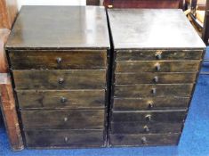 Two stained chests of collectors style drawers eac