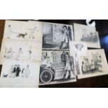 A quantity of mostly antique pen & ink sketches