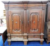 A 17thC. oak Baroque armoire with geometric carved