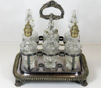 A Victorian silver plated cruet set