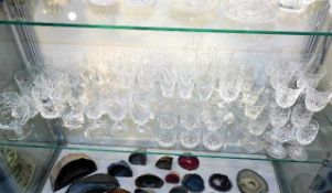 A quantity of cut glasswares including drinking gl