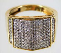 A 14ct gold art deco style ring set with diamond s