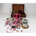 A quantity of costume jewellery with box