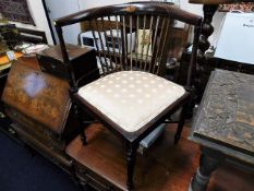 A Regency style mahogany corner chair with inlay