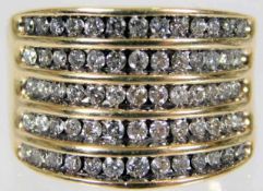 A 9ct gold ring set with 1.25ct of diamonds size M