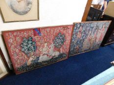 Two framed tapestries signed & dated 44in x 33.5in