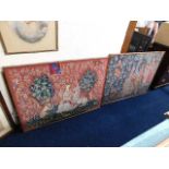 Two framed tapestries signed & dated 44in x 33.5in