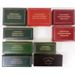Nine UK gold proof coin collection boxes