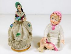 A continental porcelain doll figure twinned with o