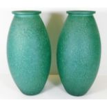 A pair of large decorative glass vases 13in high.