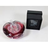 A glass heart shaped scent bottle & a boxed glass