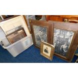 Two 19thC. oak framed prints & other pictures & pa
