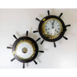 A brass Schatz wall mounted clock & barometer
